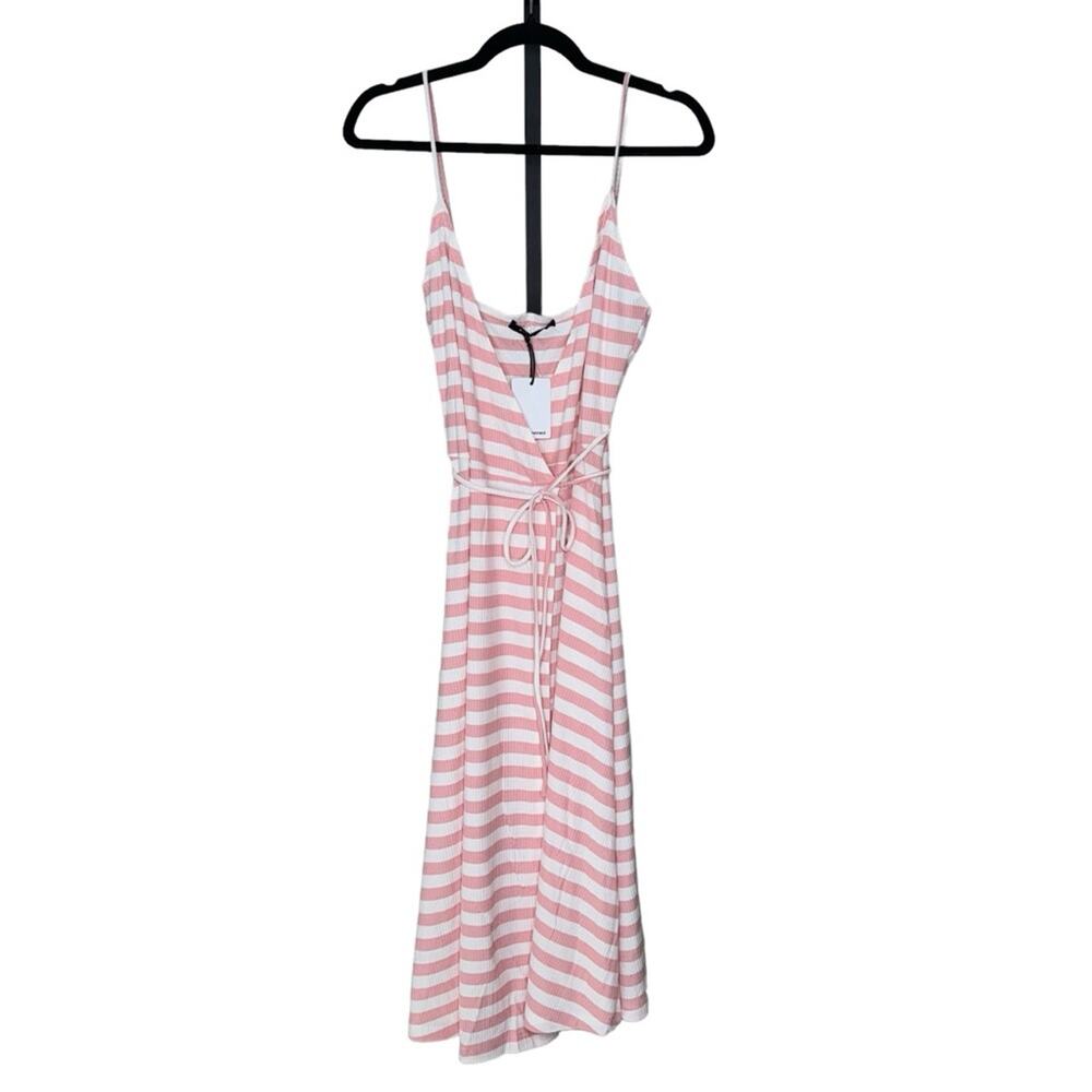Olivaceous Pink and White Striped Mini Dress